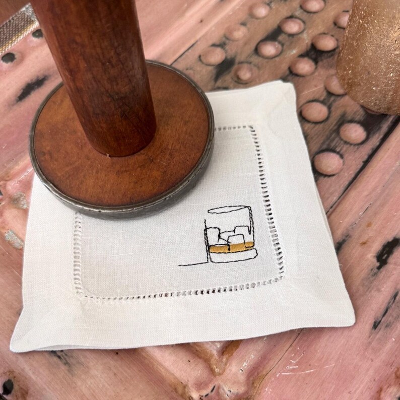 WhiteTulipEmbroidery Cocktail Napkins - Thumbnail 3