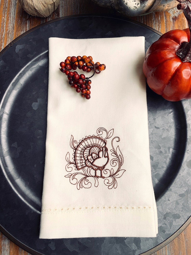 Thanksgiving Turkey Cloth Napkins Set of 4 Swirl Turkey Etsy