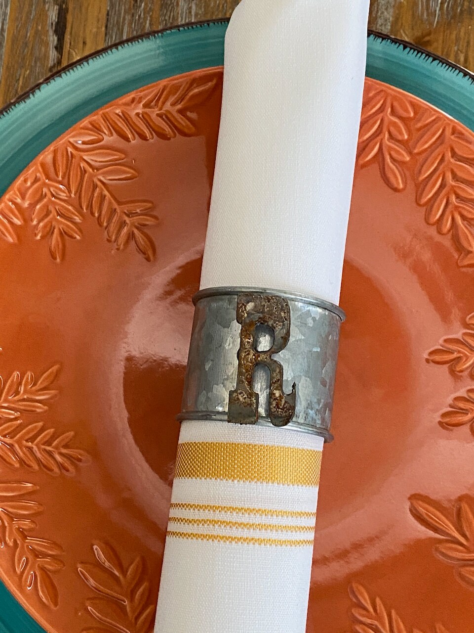 Metal Letter Napkin Rings Set of 6 Galvanized metal place Etsy