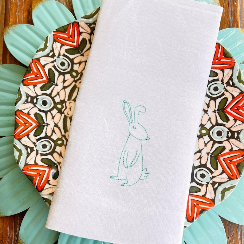 WhiteTulipEmbroidery Cloth Napkins - Thumbnail 2