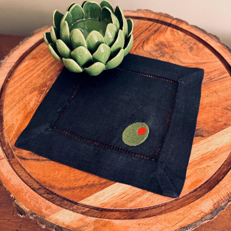 WhiteTulipEmbroidery Cocktail Napkins - Thumbnail 2