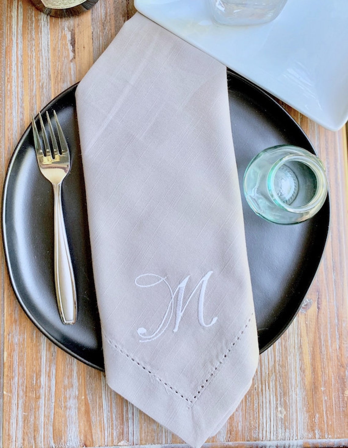 Bliss Monogrammed Napkins wedding Embroidered Cloth Dinner Etsy