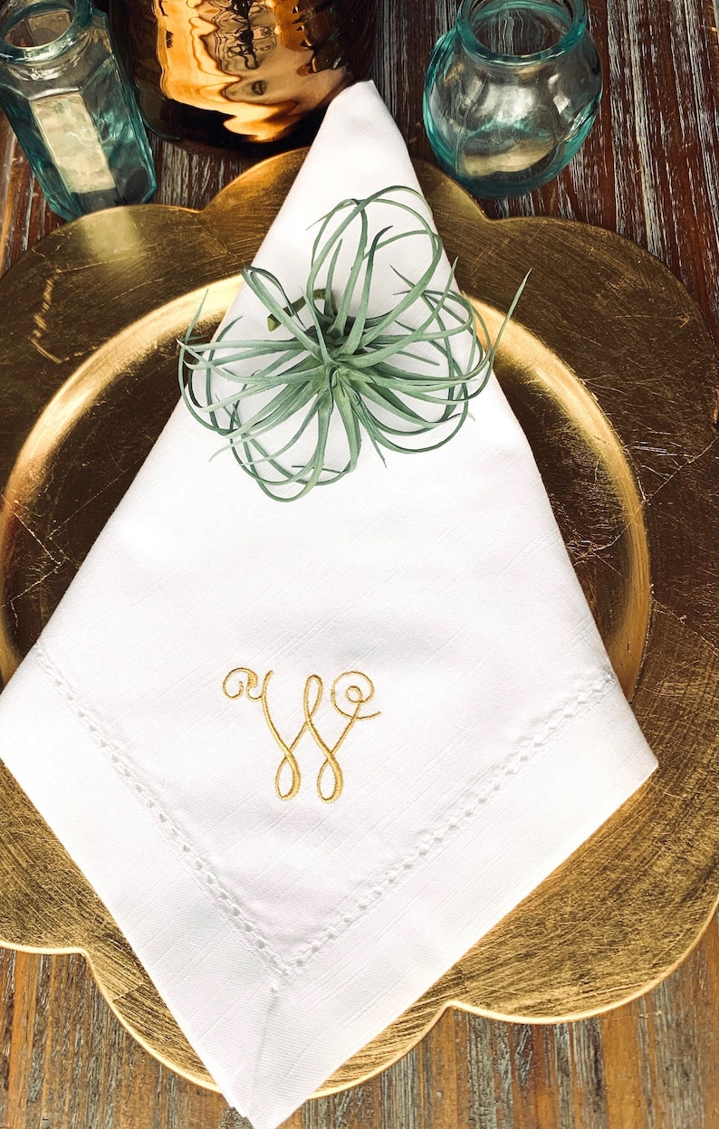 WhiteTulipEmbroidery Dinner Napkins - Thumbnail 4