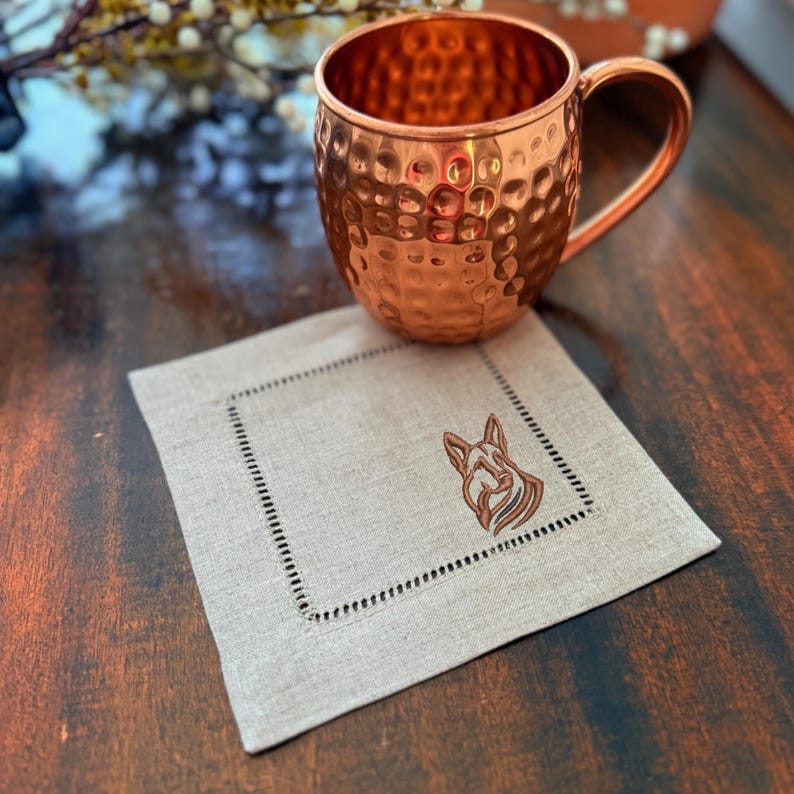 WhiteTulipEmbroidery German Shepard Cocktail Napkins - Thumbnail 2