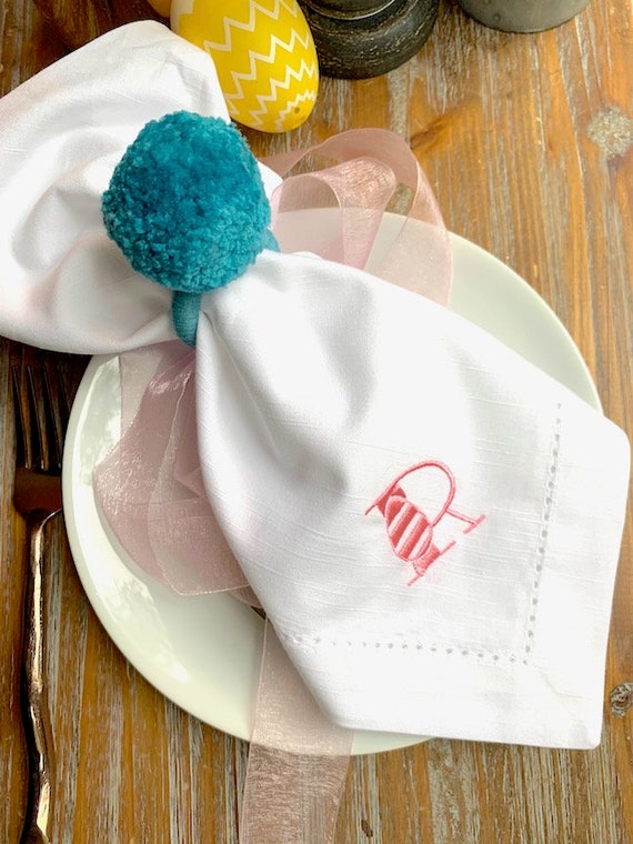 Elegant Easter Egg Embroidered Cloth Napkins - Set of 4 napkins