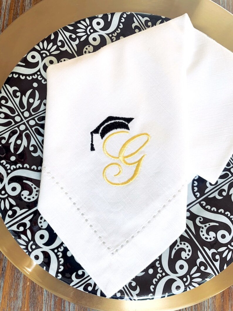 Graduation Monogrammed Napkins Graduation Napkins Set of 12 Etsy