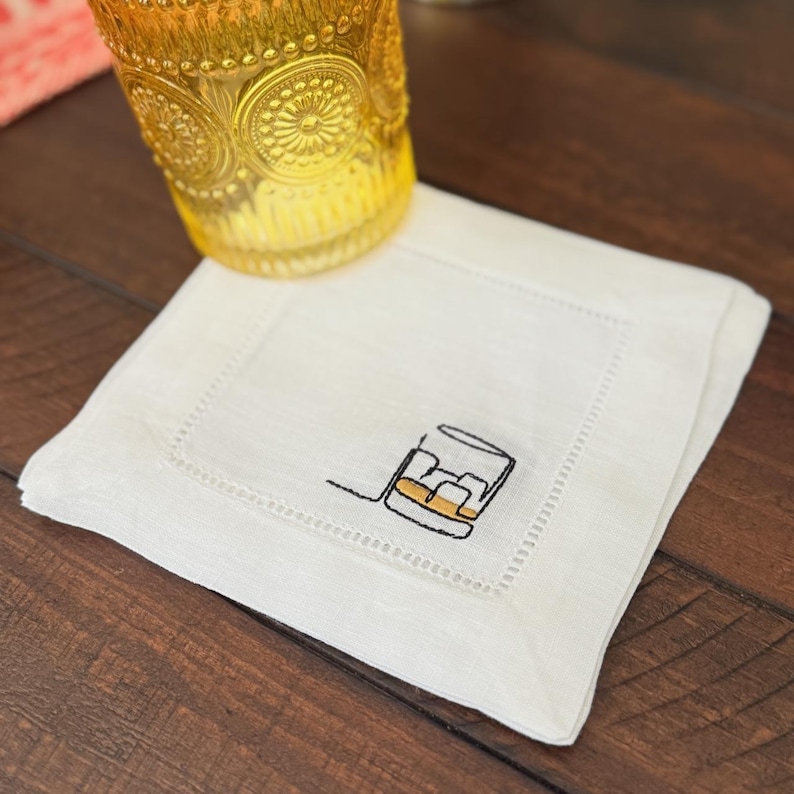 WhiteTulipEmbroidery Cocktail Napkins - Thumbnail 4