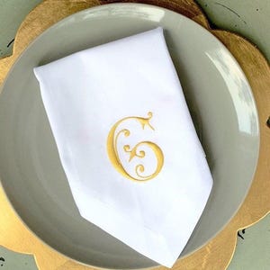 Mimi Monogrammed Napkins, Embroidered Cloth Dinner Napkins, Set of 4, cotton napkins, custom napkin, script monogram, wedding napkin