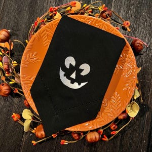 Servilletas de Halloween, juego de 4, servilletas de tela de Halloween, decoraciones de mesa de calabaza, servilletas de calabaza imagen 2