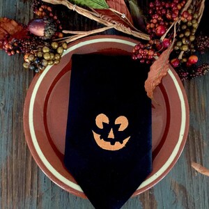 Servilletas de Halloween, juego de 4, servilletas de tela de Halloween, decoraciones de mesa de calabaza, servilletas de calabaza imagen 4