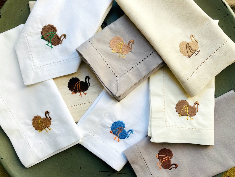 Thanksgiving Turkey Cloth Napkins set of 4 turkey napkins Etsy