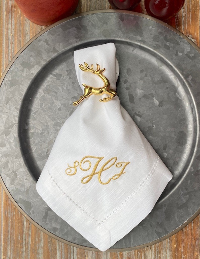 Gold Reindeer Napkin Rings Set of 6 Gold Christmas Metal Etsy