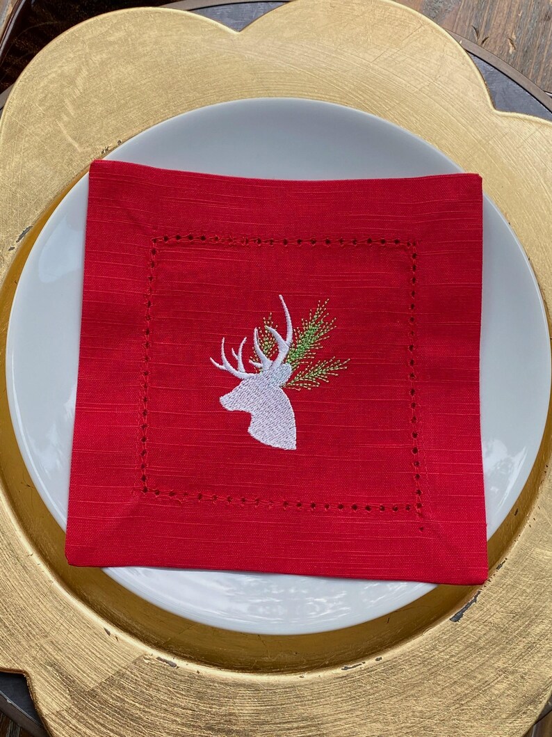 WhiteTulipEmbroidery Cocktail Cloth Napkins