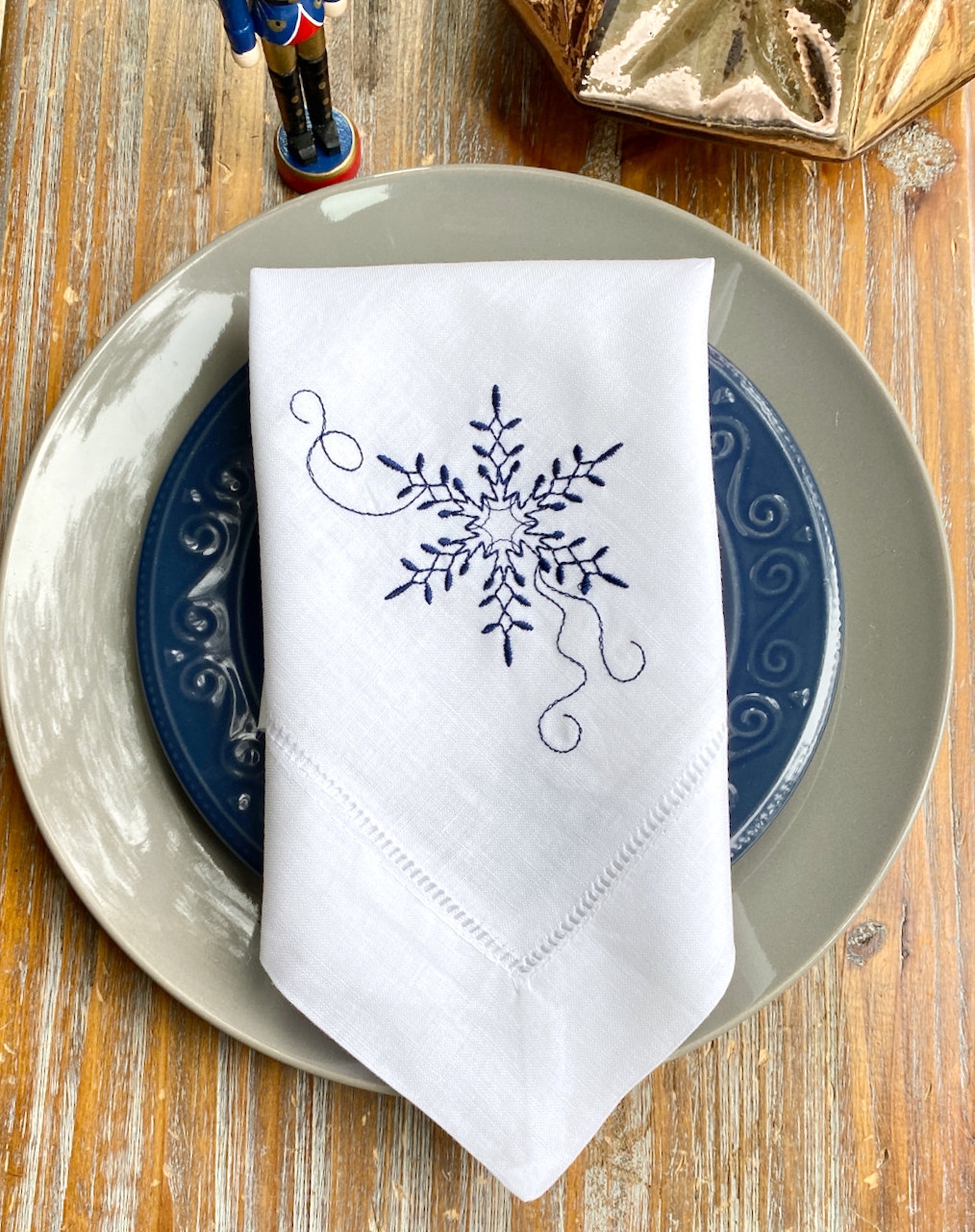 Snowflake Cloth Napkins Snowflake Cotton Napkins Christmas Etsy