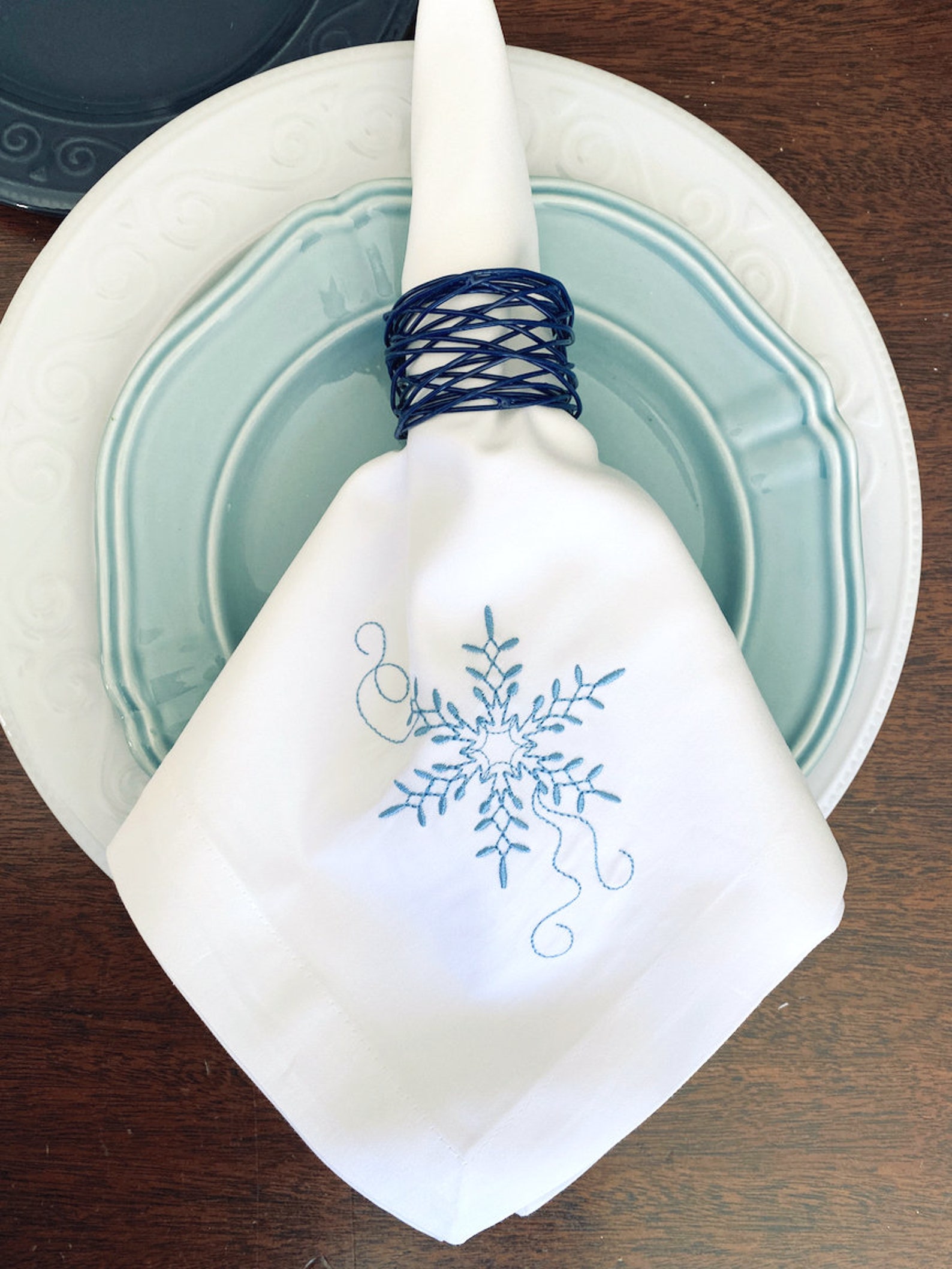 Snowflake Cloth Napkins Snowflake Cotton Napkins Christmas Etsy