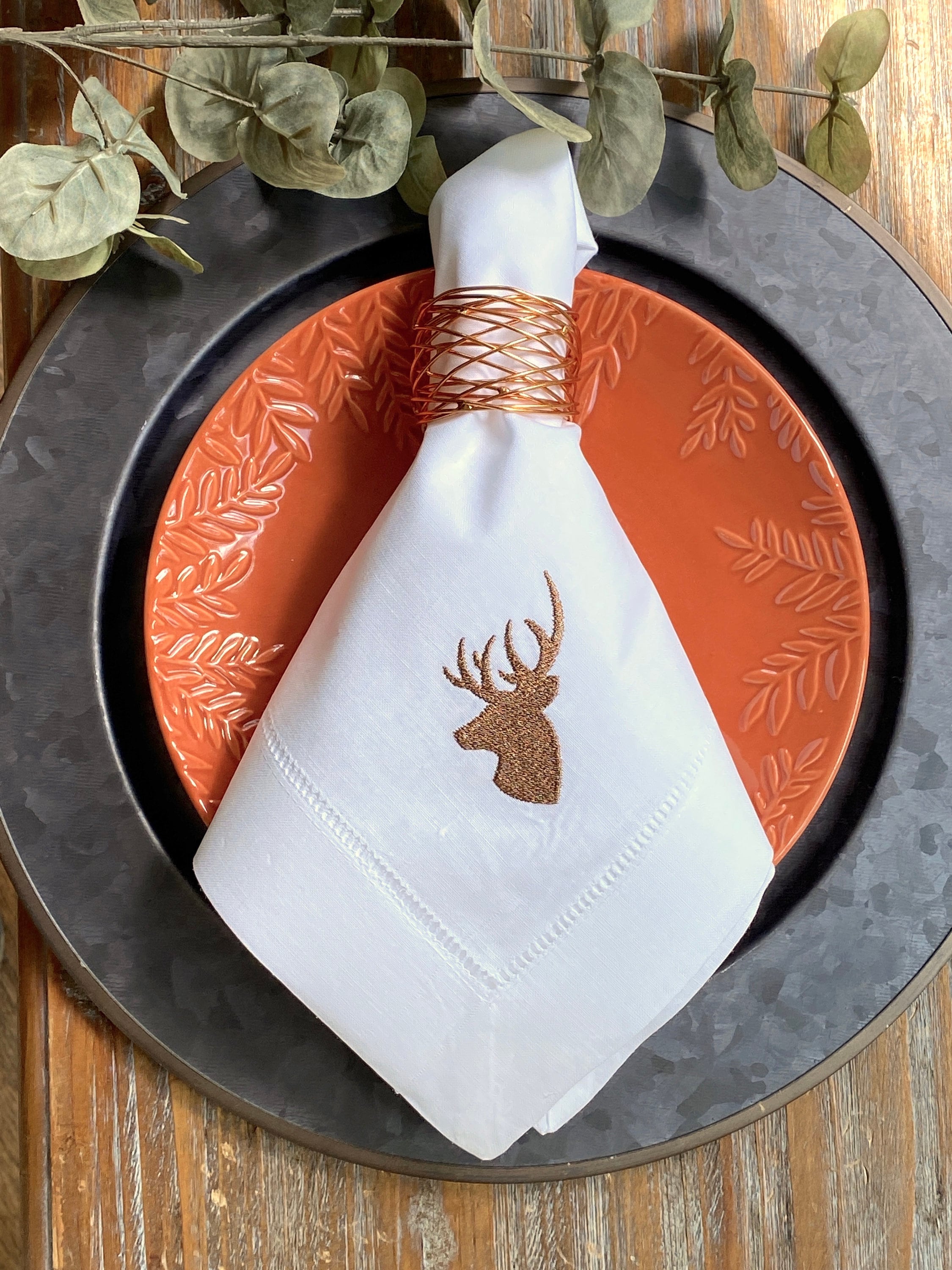 Serviette de table de Noël avec cerfs givrés irisés (x20).