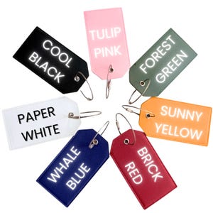 Monogrammed Luggage Tag, Embroidered Suitcase Tag Vegan Leather with Steel Loop Wire image 10