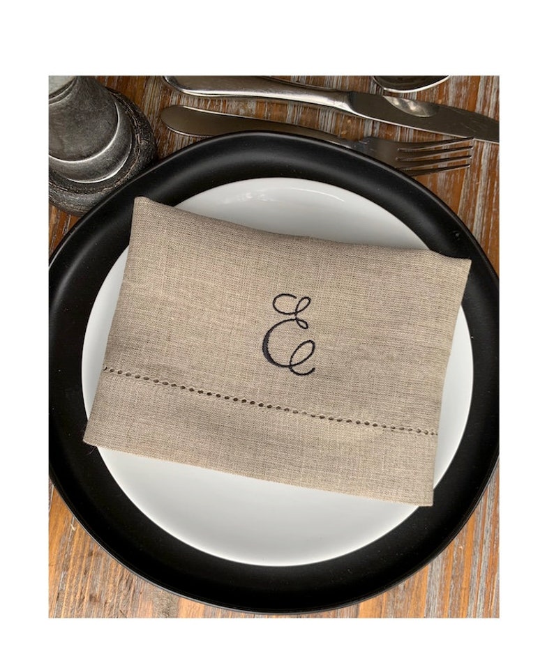 Ink Monogrammed Napkins Ink Embroidered Cloth Dinner Napkins Etsy