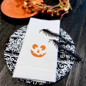 Servilletas de Halloween, juego de 4, servilletas de tela de Halloween, decoraciones de mesa de calabaza, servilletas de calabaza imagen 3