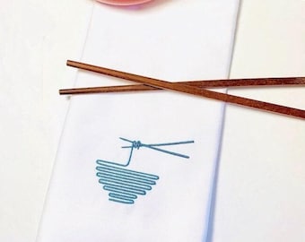 Servilletas de tela bordadas con fideos ramen (juego de 4), servilletas asiáticas, servilletas de ramen, servilletas infantiles, servilletas bordadas, servilletas de tela