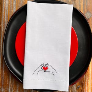 Valentine&#39;s Day Hand Heart Napkins, Set of 4