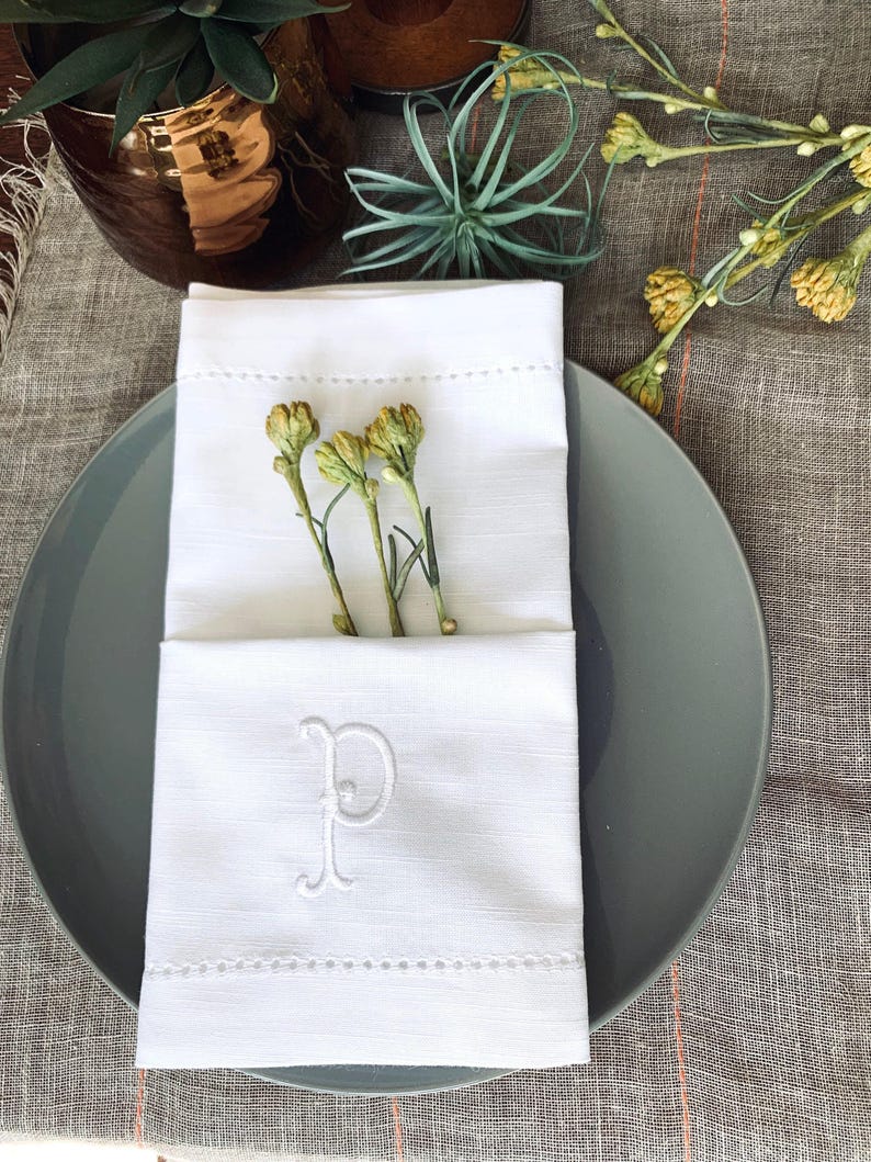 WhiteTulipEmbroidery Dinner Napkins - Thumbnail 3
