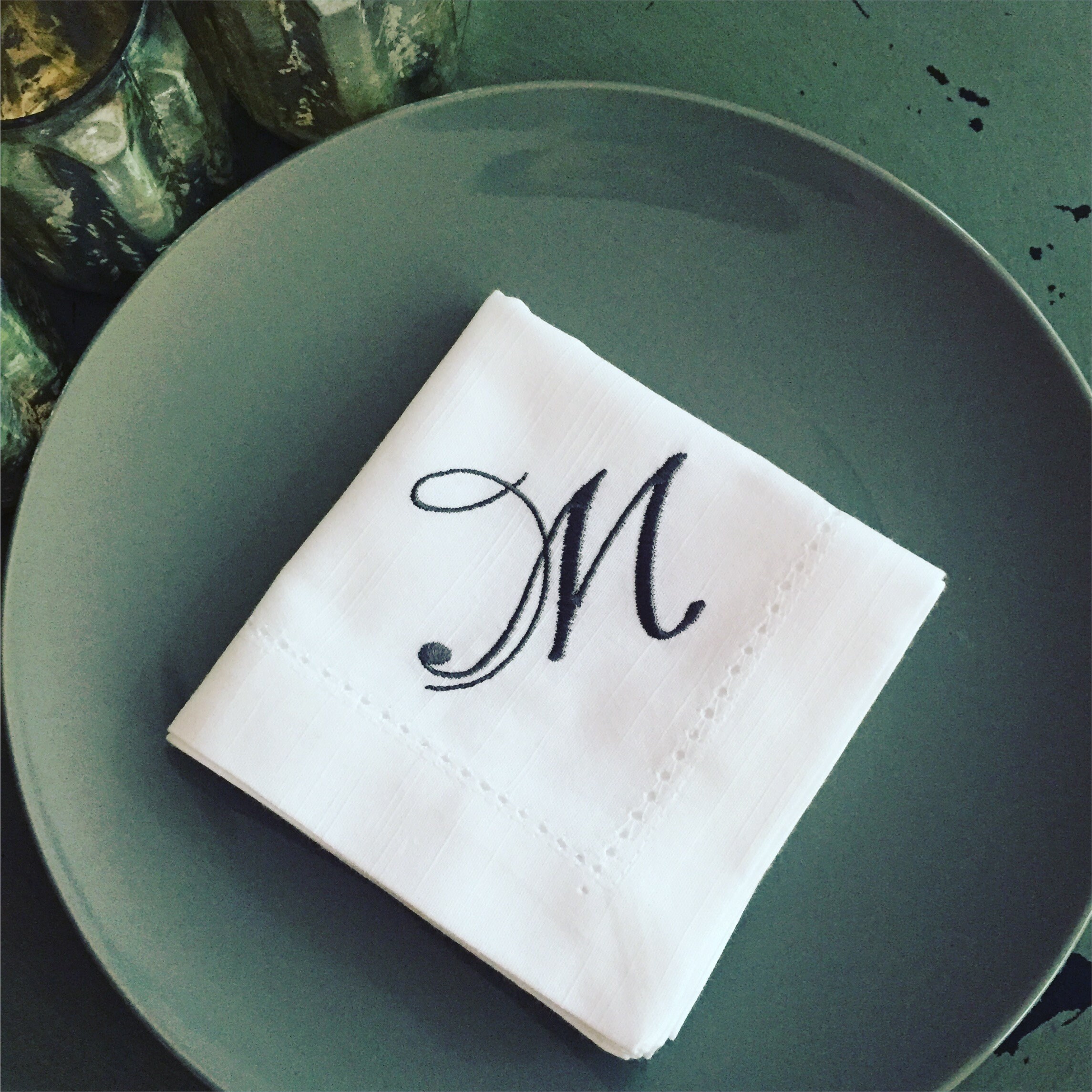 Bliss Monogrammed Napkins wedding Embroidered Cloth Dinner Etsy