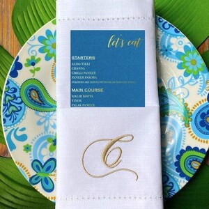 Chopin Monogrammed Napkins, Set of 4, Embroidered Cloth Dinner Napkins, cotton napkins, custom napkin, script monogram, wedding napkin