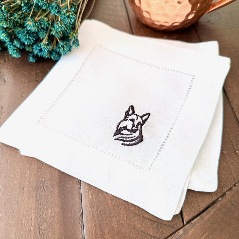 WhiteTulipEmbroidery German Shepard Cocktail Napkins - Thumbnail 3