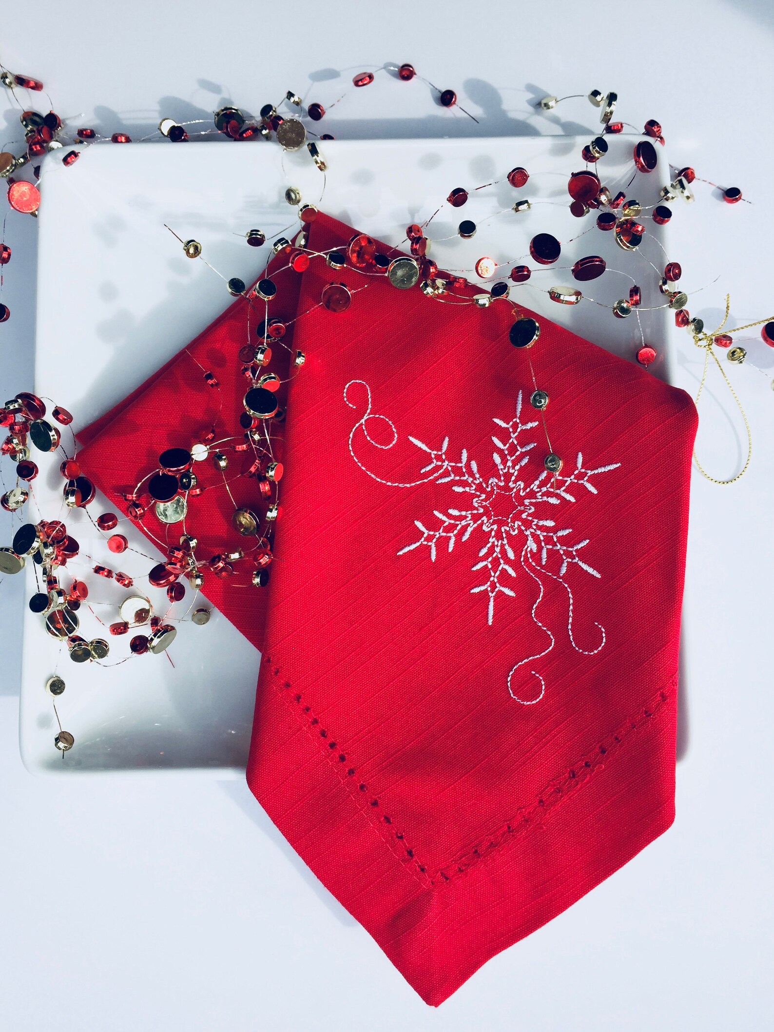 Snowflake Cloth Napkins Snowflake Cotton Napkins Christmas Etsy