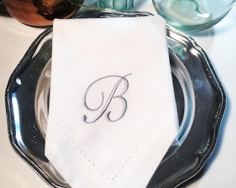 Sophia Monogrammed Cloth Napkins, Set of 4, embroidered napkins/ personalized gift, monogram, wedding linens, embroidered napkins