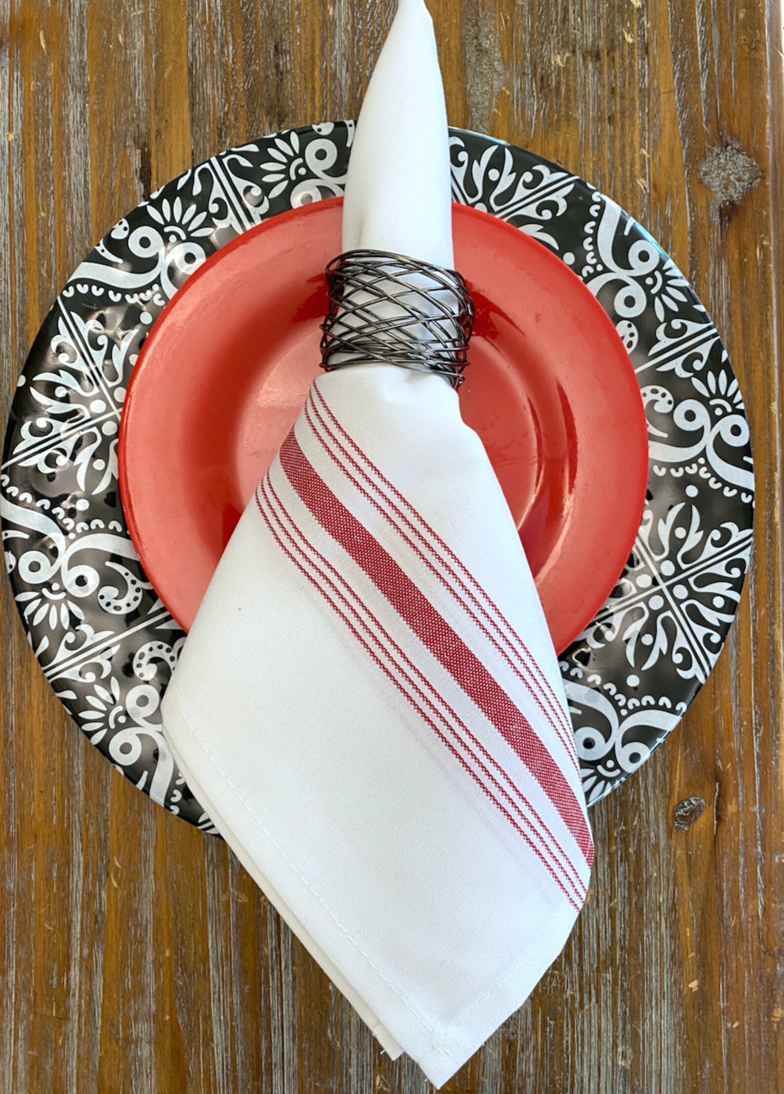 Red and White Bistro Cloth Napkin Set of 4 everyday cloth Etsy