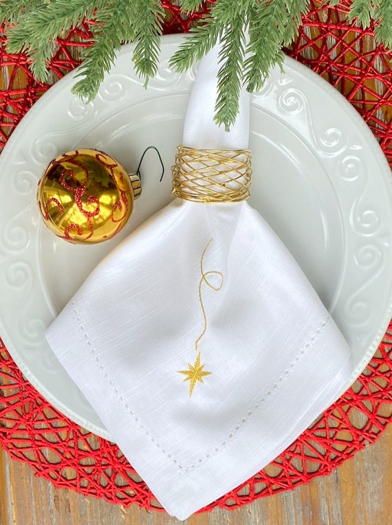 Servilletas de tela estrella de Navidad, conjunto de 4