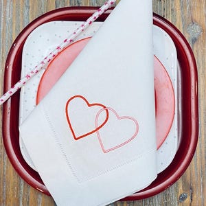 Valentine&#39;s Day Heart Napkins, Set of 4, valentine&#39;s day napkins, anniversary napkins, valentine&#39;s gift, heart cloth napkins, heart linens