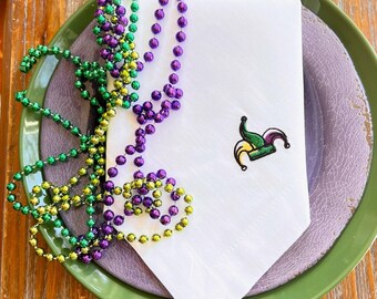 Mardi Gras Jester Hat Cloth Napkins, Set of 4, mardi gras napkins
