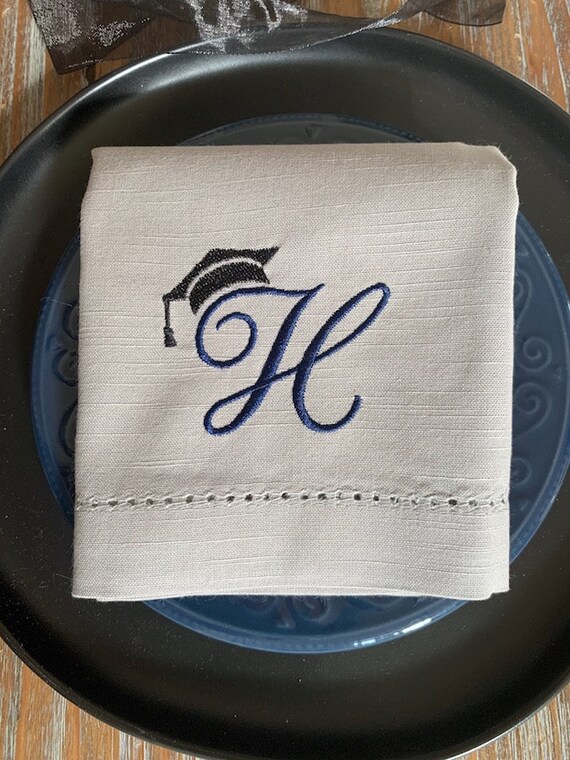 Graduation Napkins Graduation Monogrammed Napkins Set of 4 Etsy