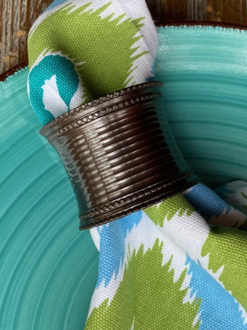 Bronze Metal Napkin Rings Set of 6 Ridged Iron Bronze Etsy