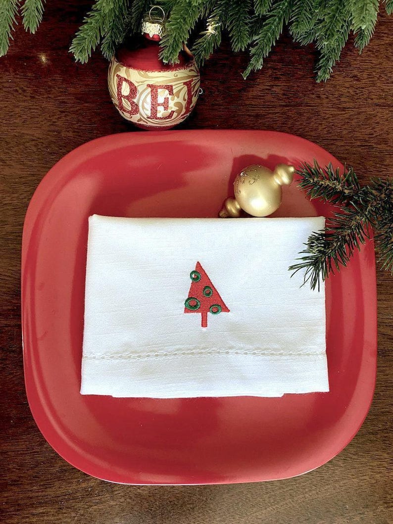 WhiteTulipEmbroidery Cloth Napkins - Thumbnail 4