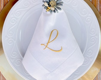Embroidered Cloth Dinner Napkins, Moira Script Monogrammed napkins, Set of 4, Modern napkins, personalized gift, wedding gift, hostess gift