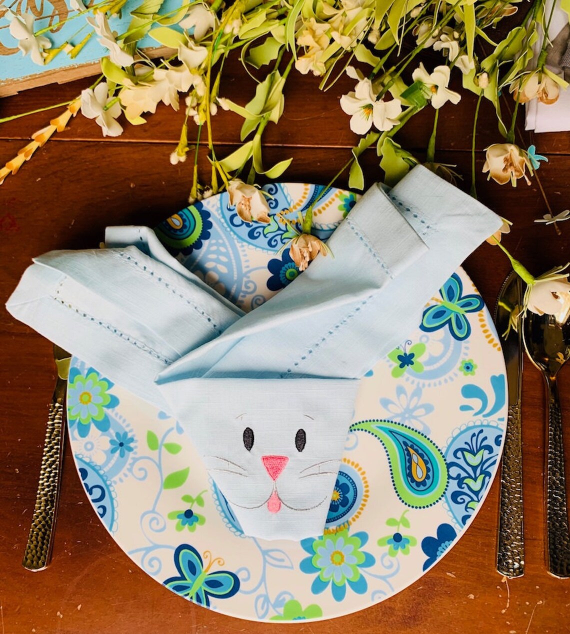 Folded Easter Bunny Cloth Napkins /Set of 4/ Happy Easter Etsy