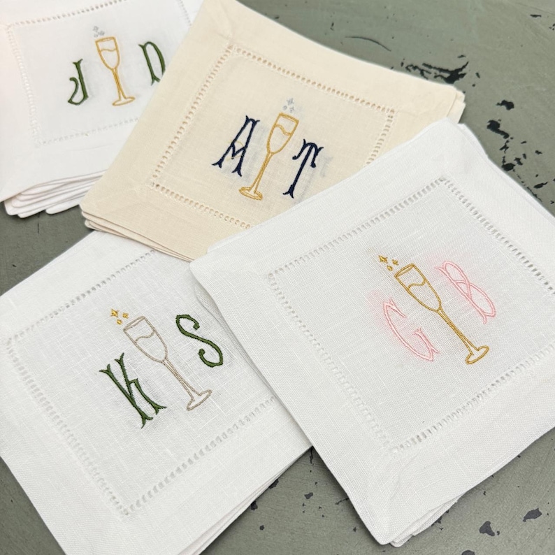 WhiteTulipEmbroidery Cocktail Napkins - Thumbnail 4