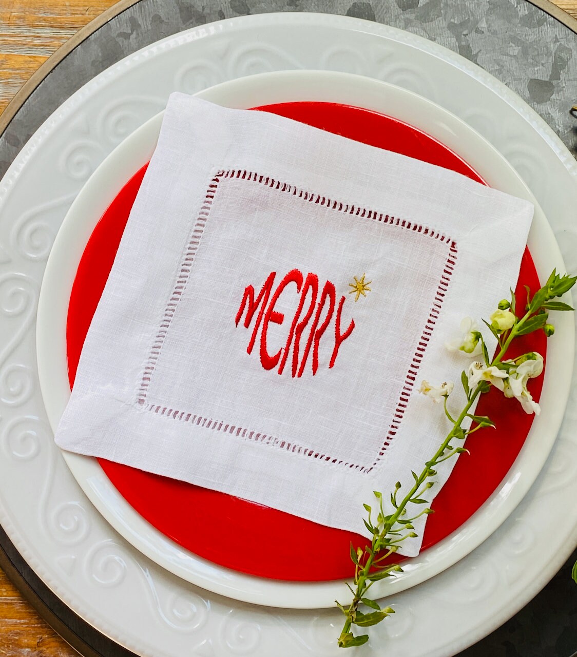 Christmas Merry Cloth Cocktail Napkins Cocktail Cloth Etsy