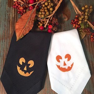 Servilletas de Halloween, juego de 4, servilletas de tela de Halloween, decoraciones de mesa de calabaza, servilletas de calabaza imagen 1