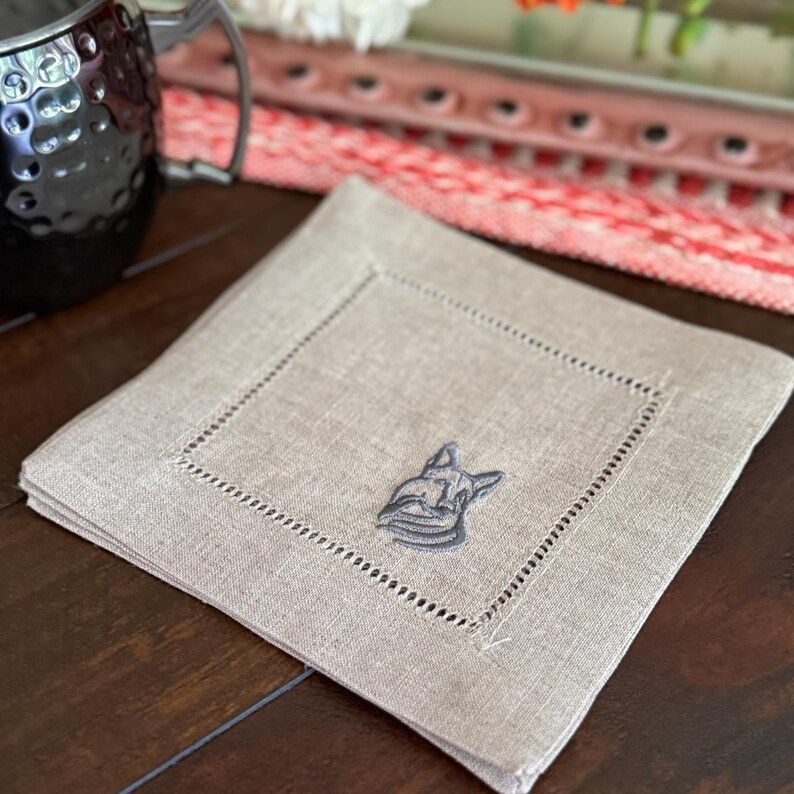 WhiteTulipEmbroidery German Shepard Cocktail Napkins - Thumbnail 4