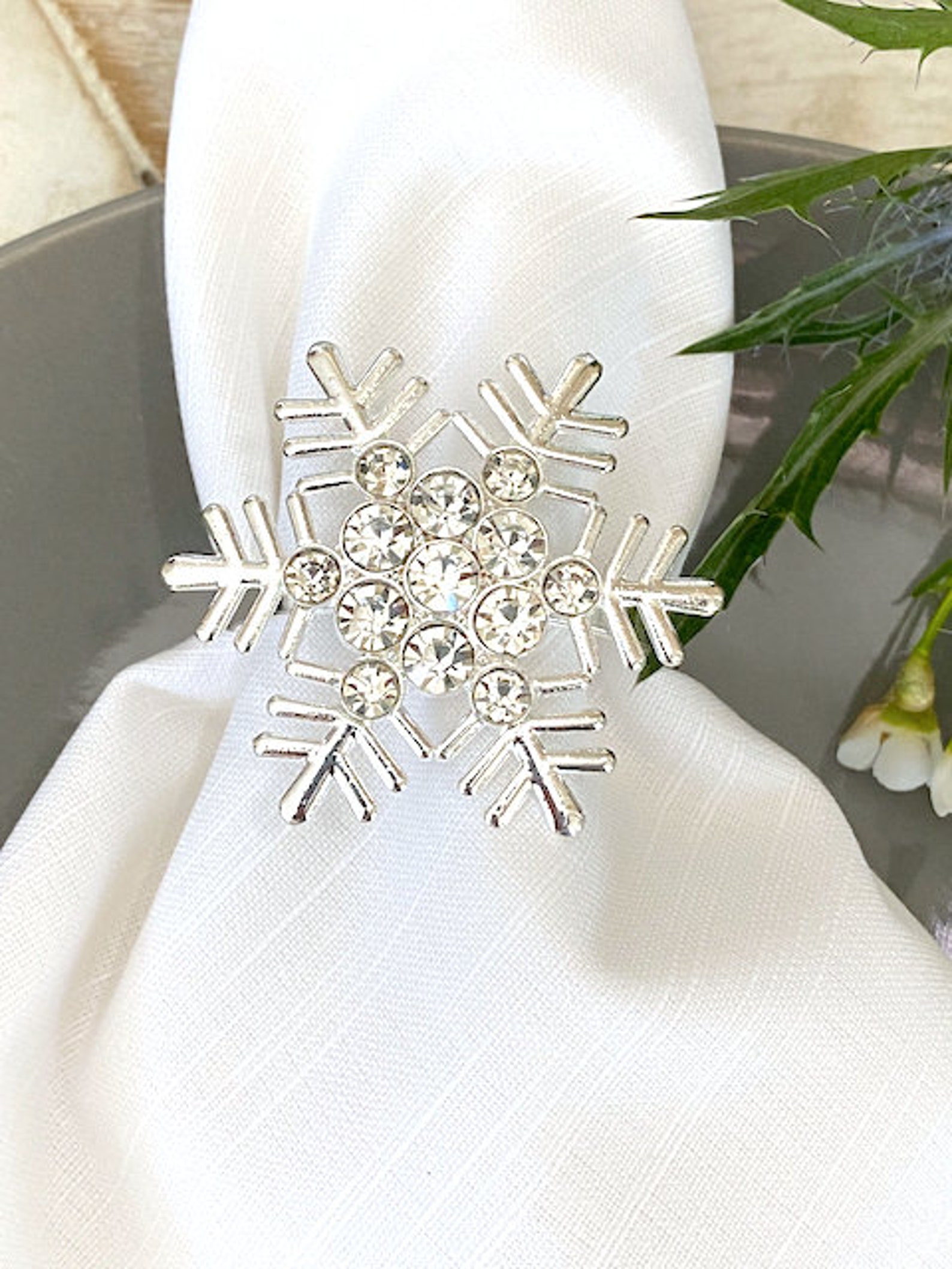 Silver Snowflake Napkin Rings Set of 6 Silver Christmas Etsy