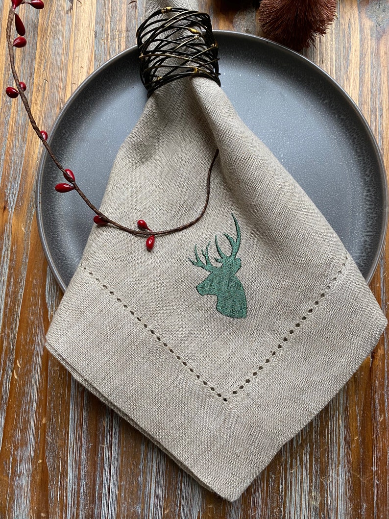 Deer Cloth Napkins Deer Napkins Reindeer Napkins Deer Etsy