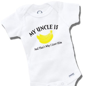 My Uncle Is Bananas Onesies Baby Shower Gift Funny Boy Girl Cute Geek Nerd Aunt Daddy Dad Mom Auntie One Piece Bodysuit