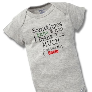Sometimes I Puke Like Unce Onesies Baby Shower Gift Funny Boy Girl Cute Geek Nerd Aunt Daddy Dad Mom Auntie One Piece Bodysuit Reveal