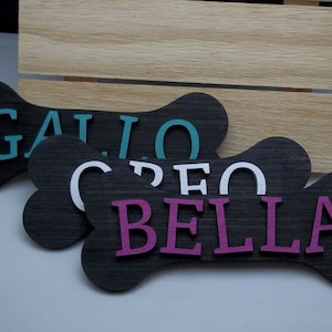 Dog Bone Wood Plaque Custom Name Personalized Sign Dog House Pet Gift