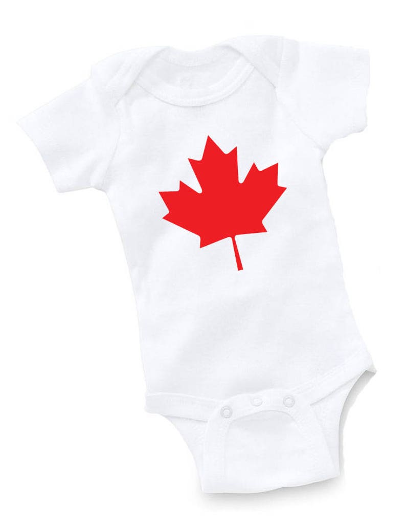 Canada Flag Tee Baby Bodysuit Infant Boy Girl Maple Leaf Snapsuit